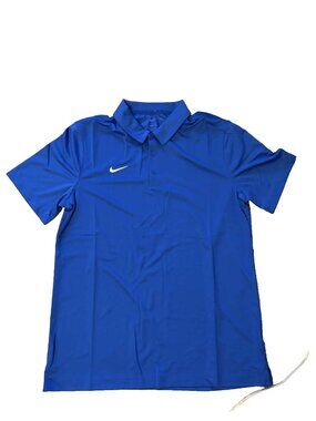 NWT! Nike Men's L Blue Dri-FIT Football Stadium Polo Shirt Short Sleeve $42